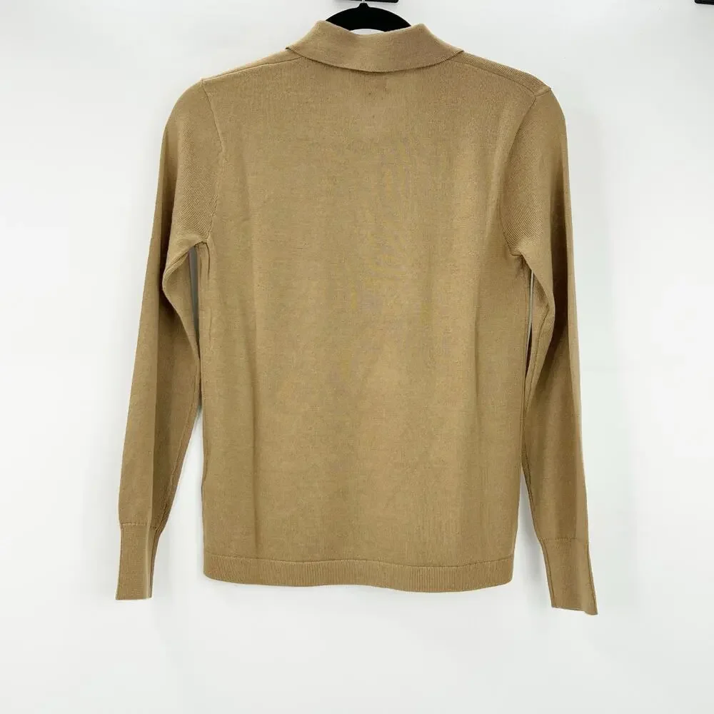 J. Crew Women's Merino Wool-Blend Polo Sweater Camel Size XXS/XS NWT